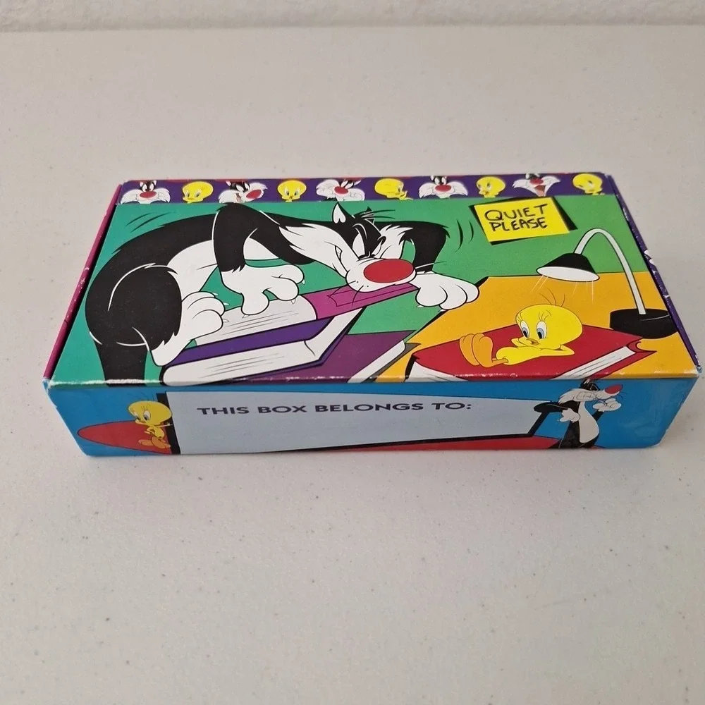 Vintage 1997 Looney Tunes Sylvester School Pencil Box Made In USA Model# 97001